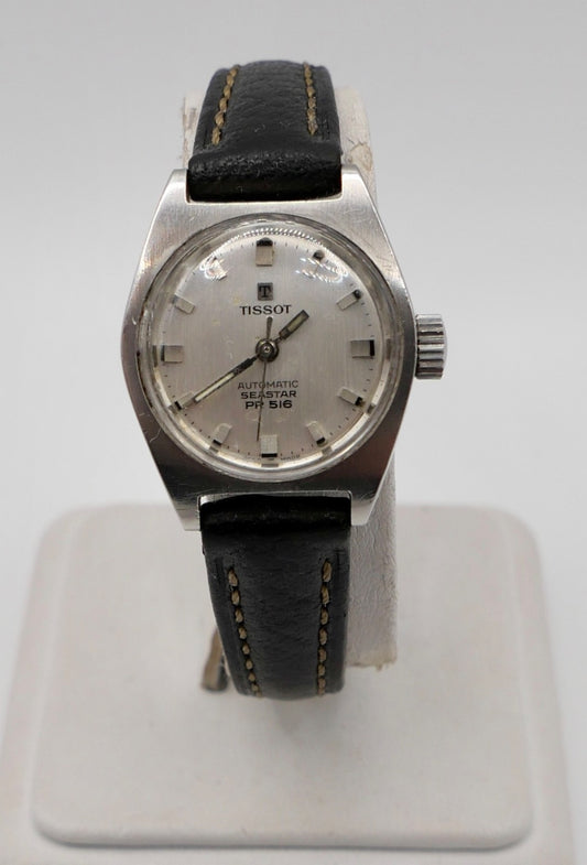 60er TISSOT SEASTAR PR 516 Damenuhr Automatik Cal. 743 Lederarmband 24 mm