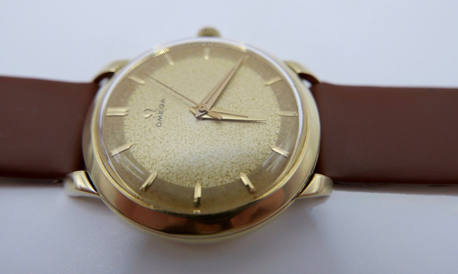 50er Omega Cal. 283 Armbanduhr 14K Gold 585 Handaufzug 37mm Herrenuhr Ref: 2686