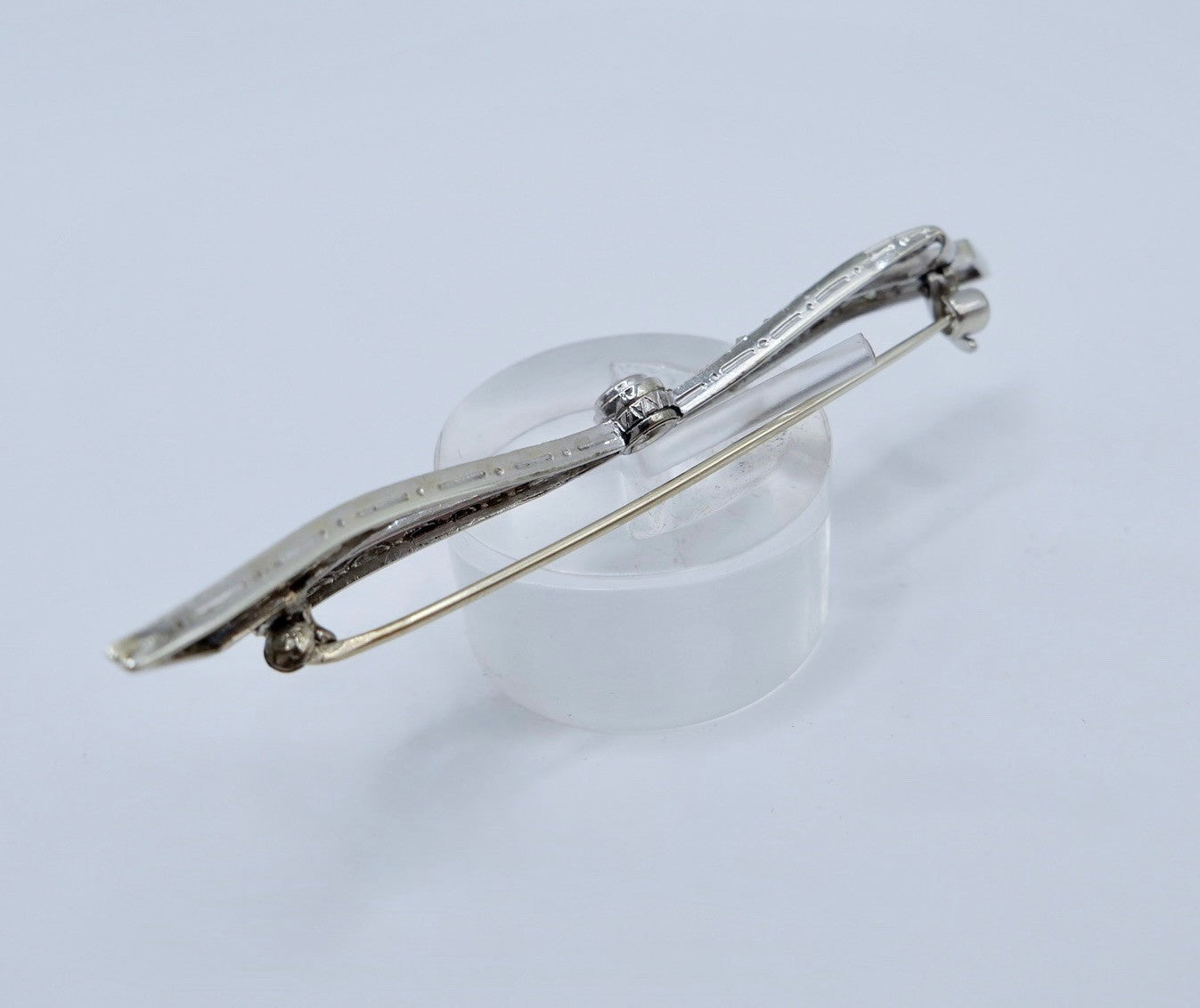 1930er Art Déco Brosche Platin 14K Gold Altschliff Rosen Diamanten ca. 1,23 Ctw