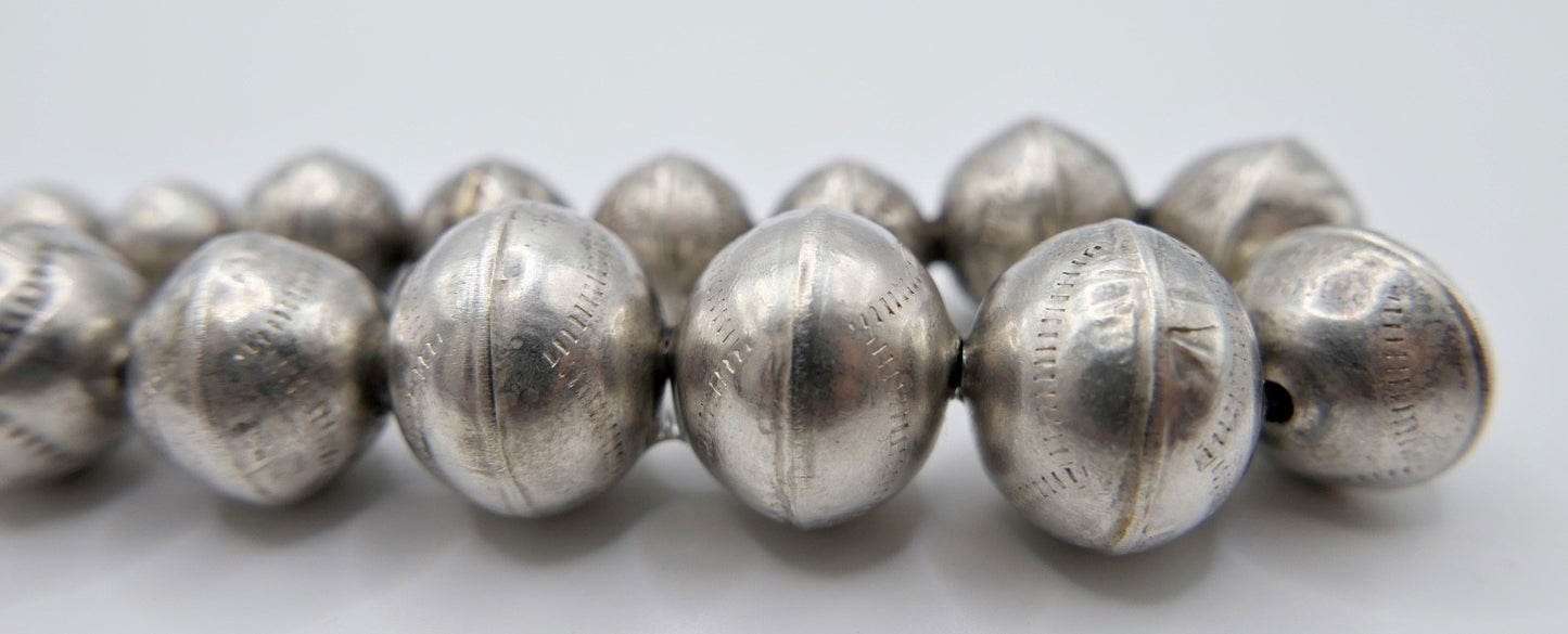 Vintage Navajo Perlen Silberkette Kugel 925 Sterling Bead Necklace Indianer