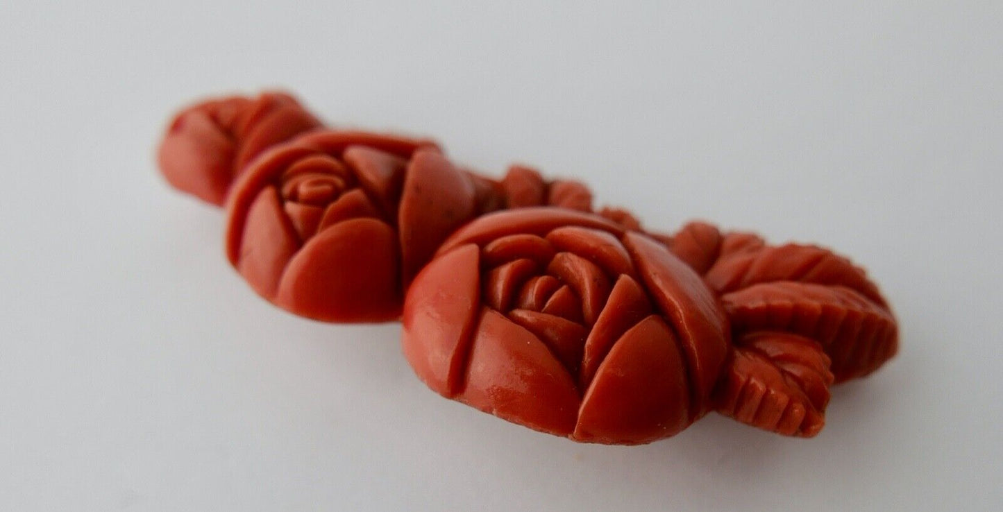 alte Korallen Brosche Koralle old coral brooch Floral Ø 7,0 x 2,8cm Blume