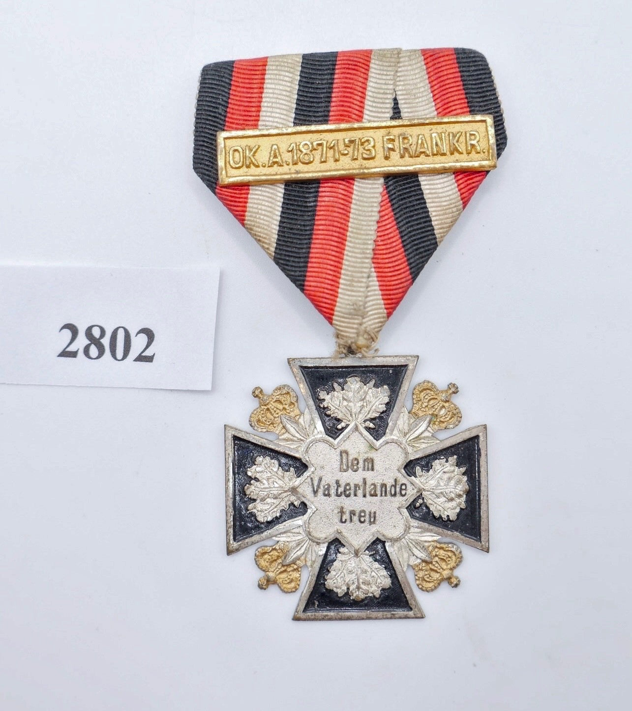 Kriegerbund Kreuz Dem Vaterlande treu Gefechtsspange OK.A. 1871-73 Frankreich