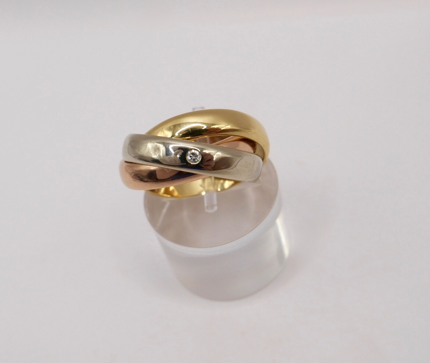 Tricolor Dreifach Dreier Damen Ring Gold 750 18K Gr. 55 Brillant Pierre Niederer