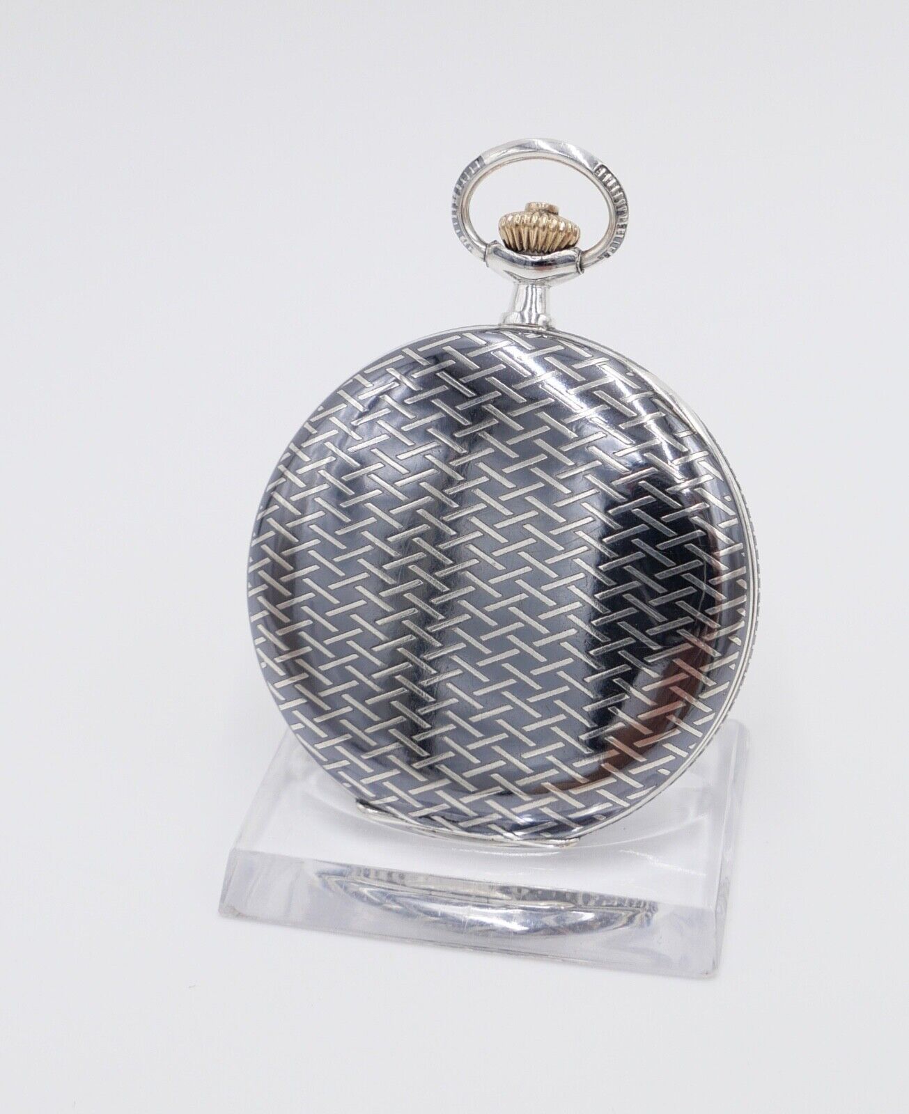 1901-1949 ART DECO SAVONETTE Taschenuhr HAVILA pocket watch Halbmond Krone Silbe