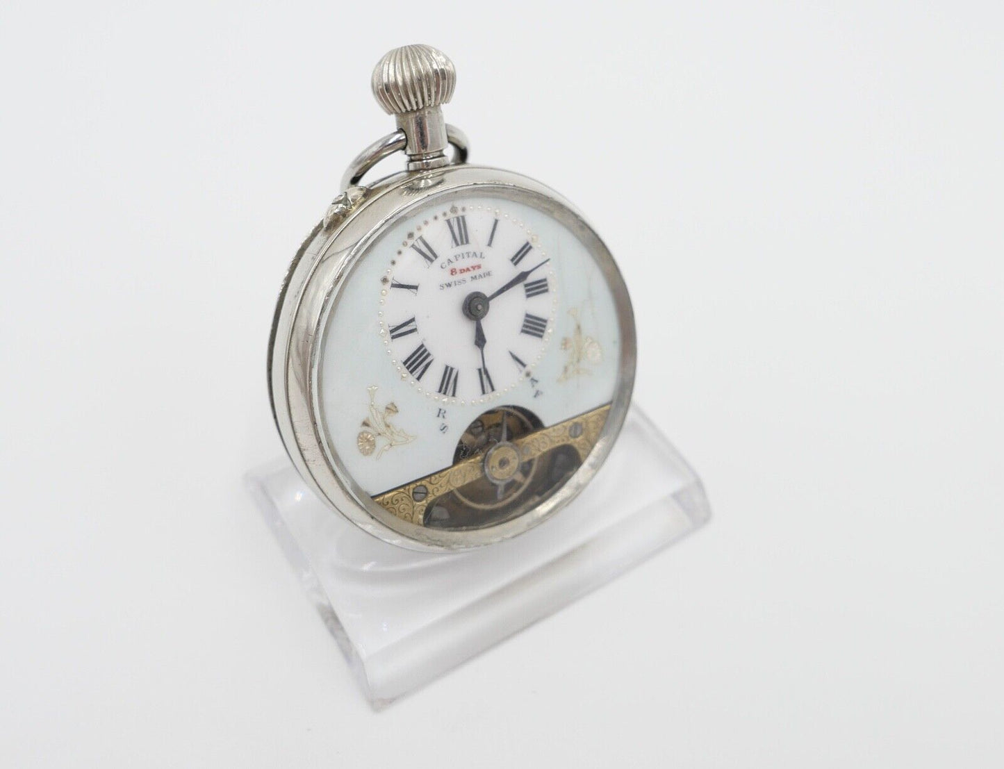 Antike Taschenuhr " CAPITAL " 8 Days pocket watch RAR selten TOP 43,5 mm