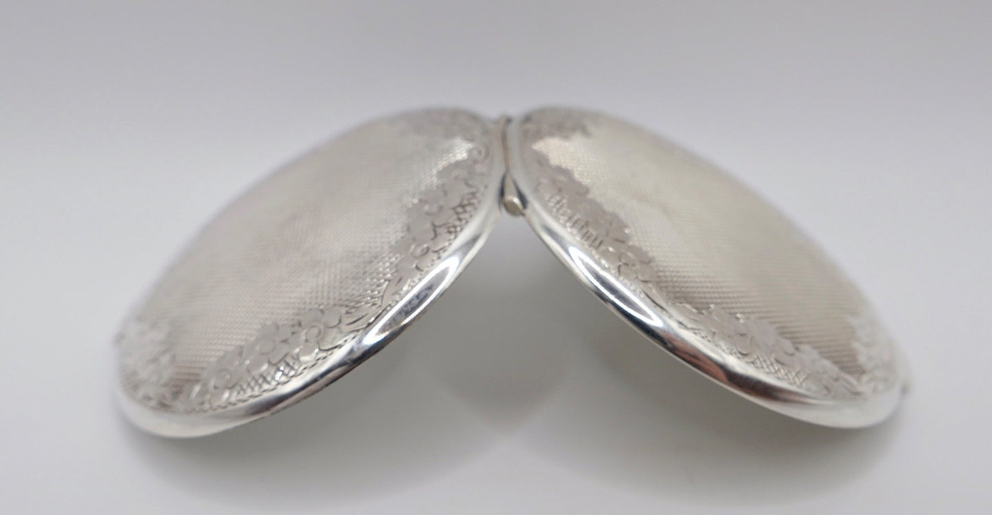 Antike Silber Puderdose Josef Pauser Schwäbisch Gmünd 830S Guilloche Jugendstil