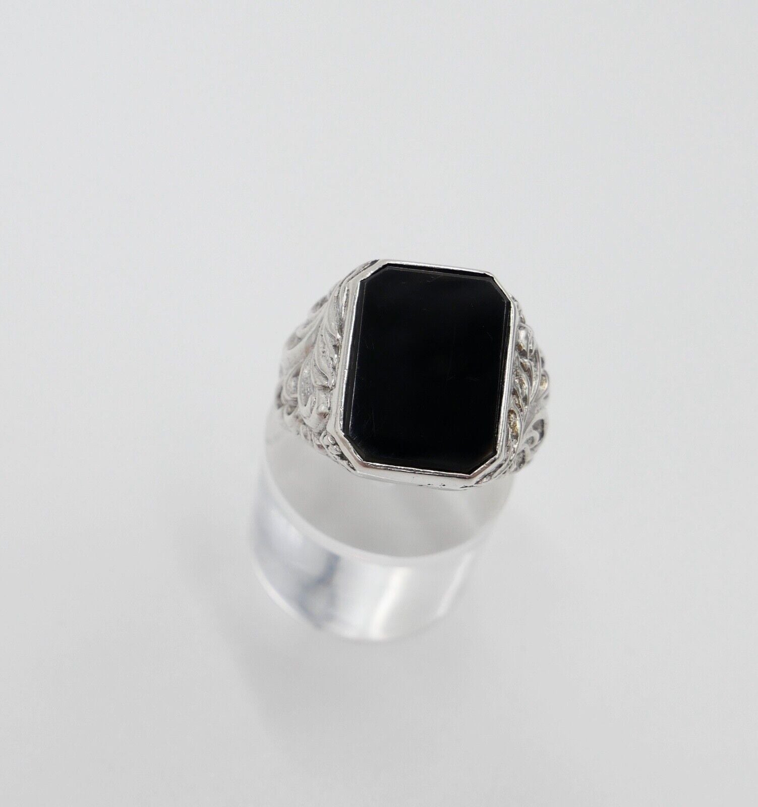 Jugendstil Siegelring Herrenring Ring 835 Silber Gr. 60 mit ONYX