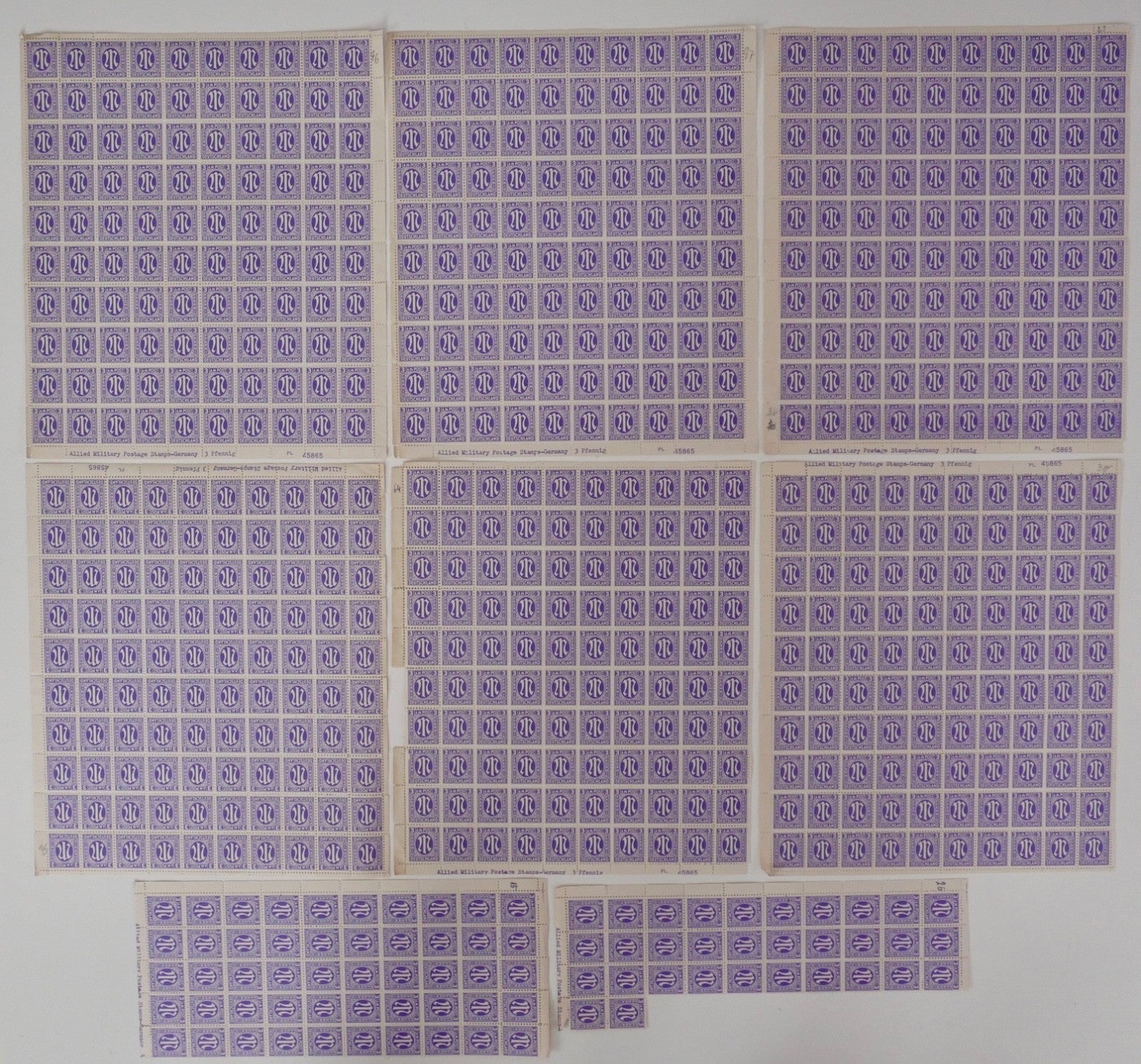 Großes Konvolut AM Post Postfisch Deutschland Briefmarken Bogen Bogenteile 1945