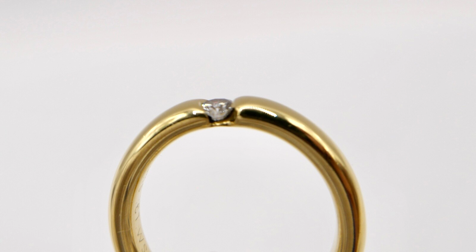 Massiver Damen Solitär Spannring Gelbgold 750 18K Gr. 59 Brillant 0,16 Ct WSI