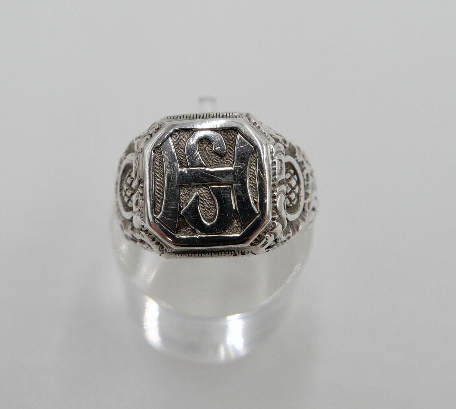 Massiver Jugendstil Siegelring Monogramm HS Herrenring Ring 800 Silber Gr. 56