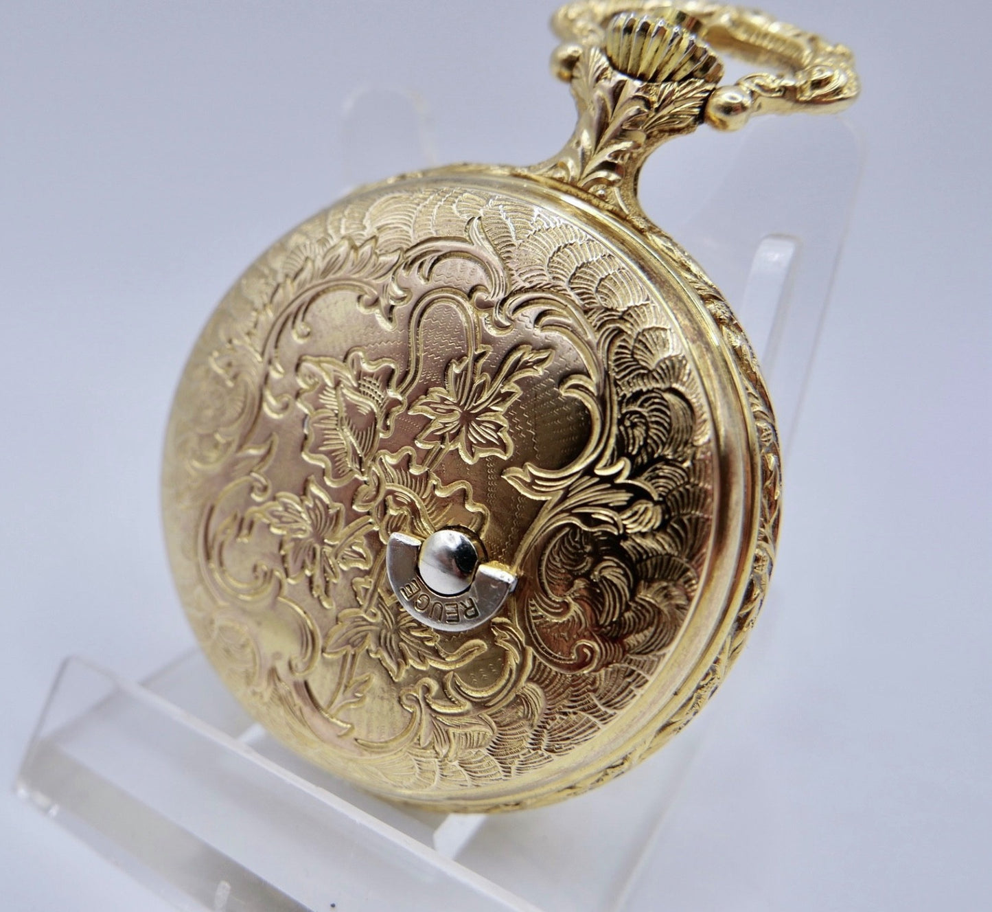 Reuge 1615 Musik Spieluhr Taschenuhr Gold Plated 17 Jewels Melodie Swiss Made