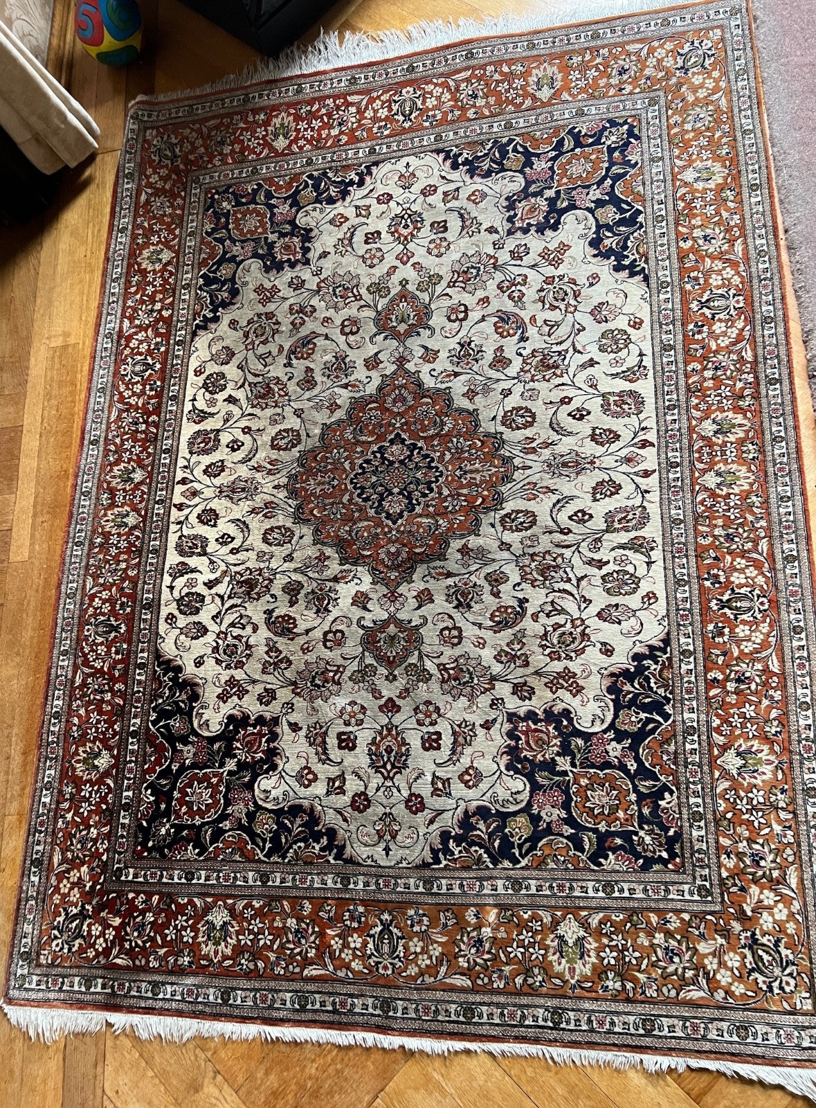 Seide Kashan alter Orientteppich Perserteppich old carpet 200 x 140 cm