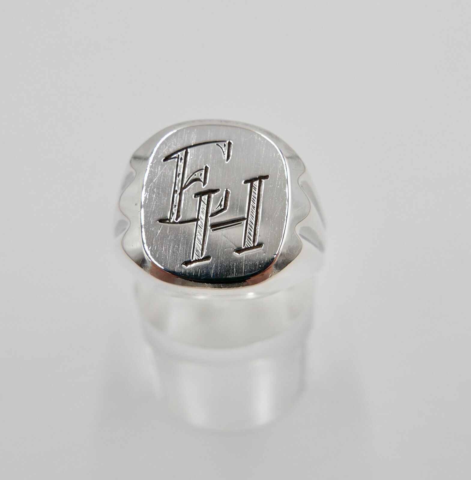 ART DECO Siegelring Monogramm EH Herrenring 835 Ring Silber Gr. 67 GGS