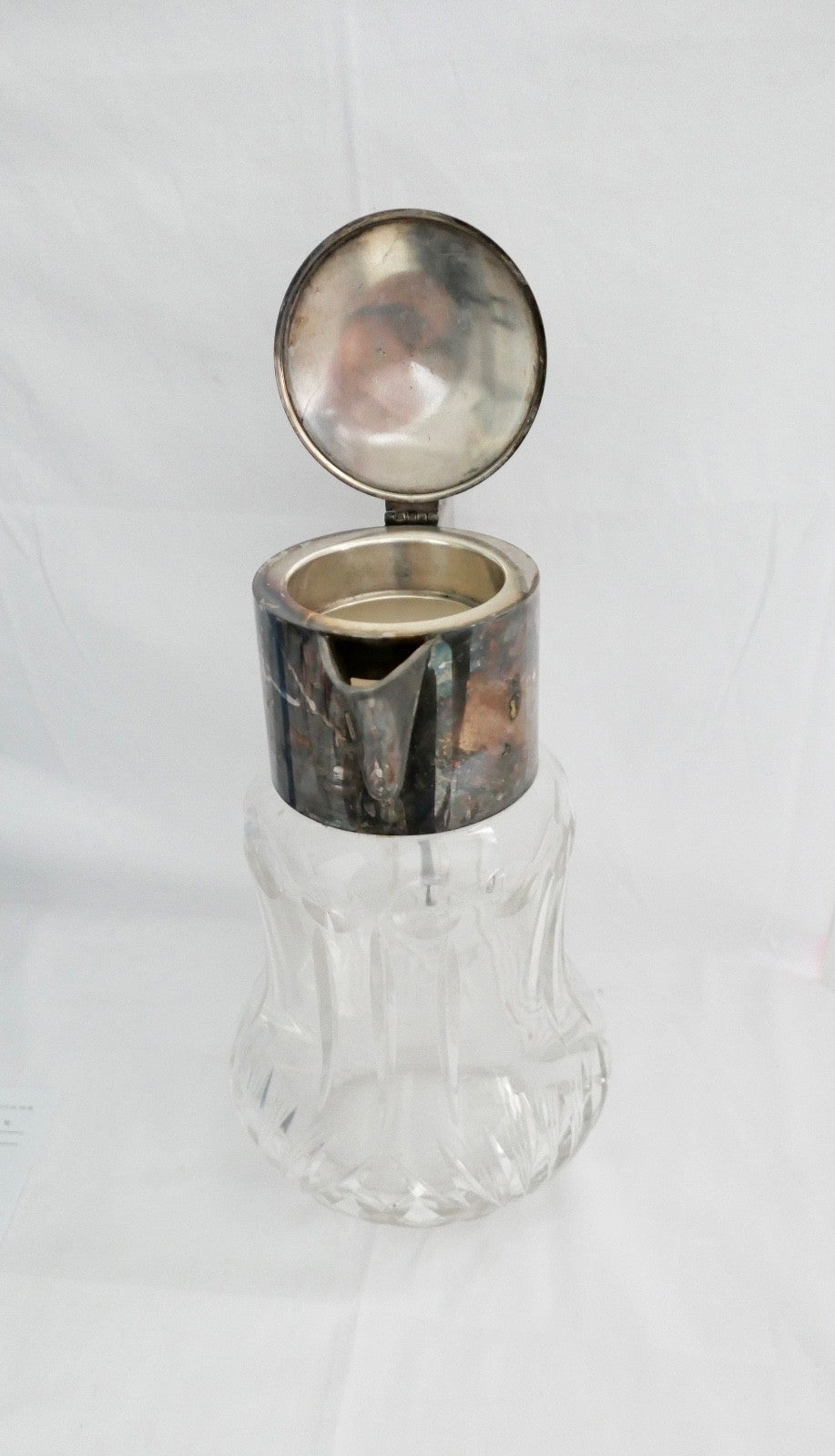 schwere Karaffe Floreat Bleikristall Versilbert Art Deco 30-40er Jahre