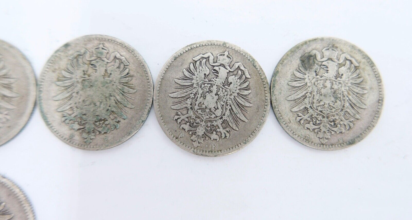 7x 1 Mark Deutsches Reich 1874 - 1881 Jäger J.9 ss-vz Silber