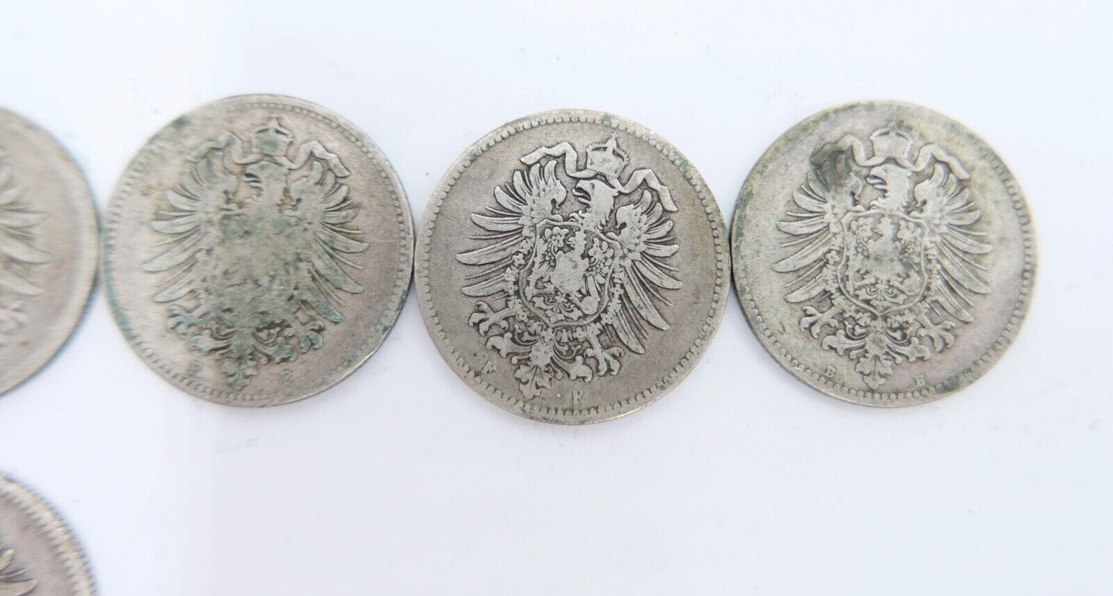 7x 1 Mark Deutsches Reich 1874 - 1881 Jäger J.9 ss-vz Silber