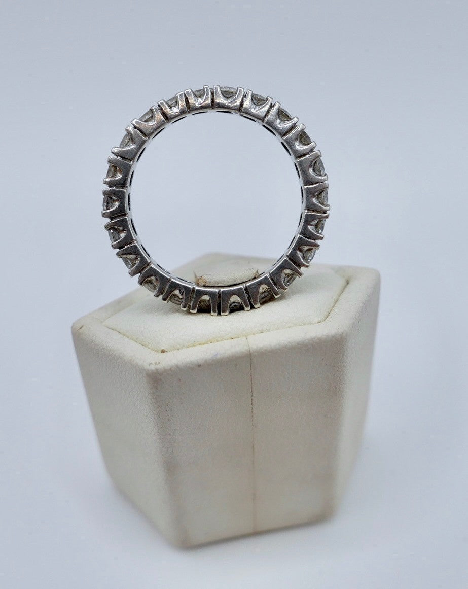 Alter eleganter Silber Memory Eternity Ring 925er Silber Zirkonia Besatz Gr. 58