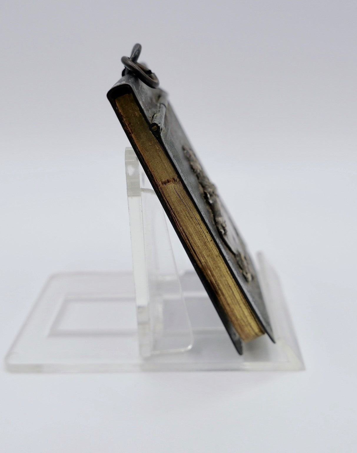 Antikes Chatelaine Notizbuch Metall Löwen-Wappen um 1900 Miniatur-Almanach