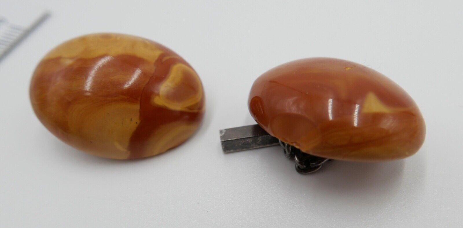 Pärchen alte Bernstein butterscotch Manschettenknöpfe Ø 27,4mm