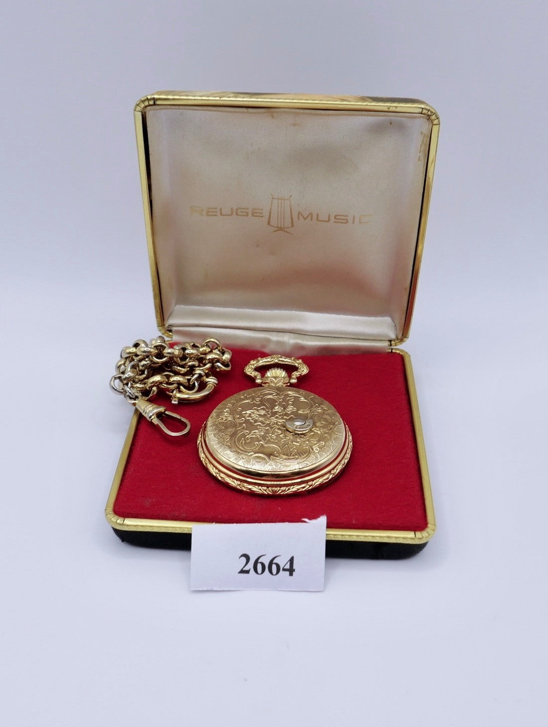 Reuge 1615 Musik Spieluhr Taschenuhr Gold Plated 17 Jewels Melodie Swiss Made