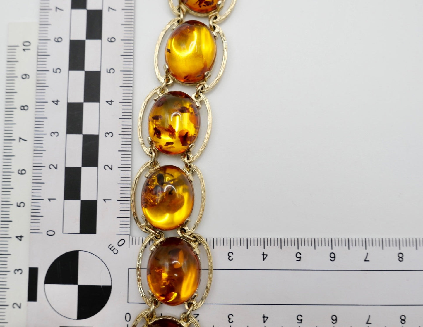 Vintage 835 Silber Armband Gelbgold-Optik mit Bernstein Besatz 19,5 cm