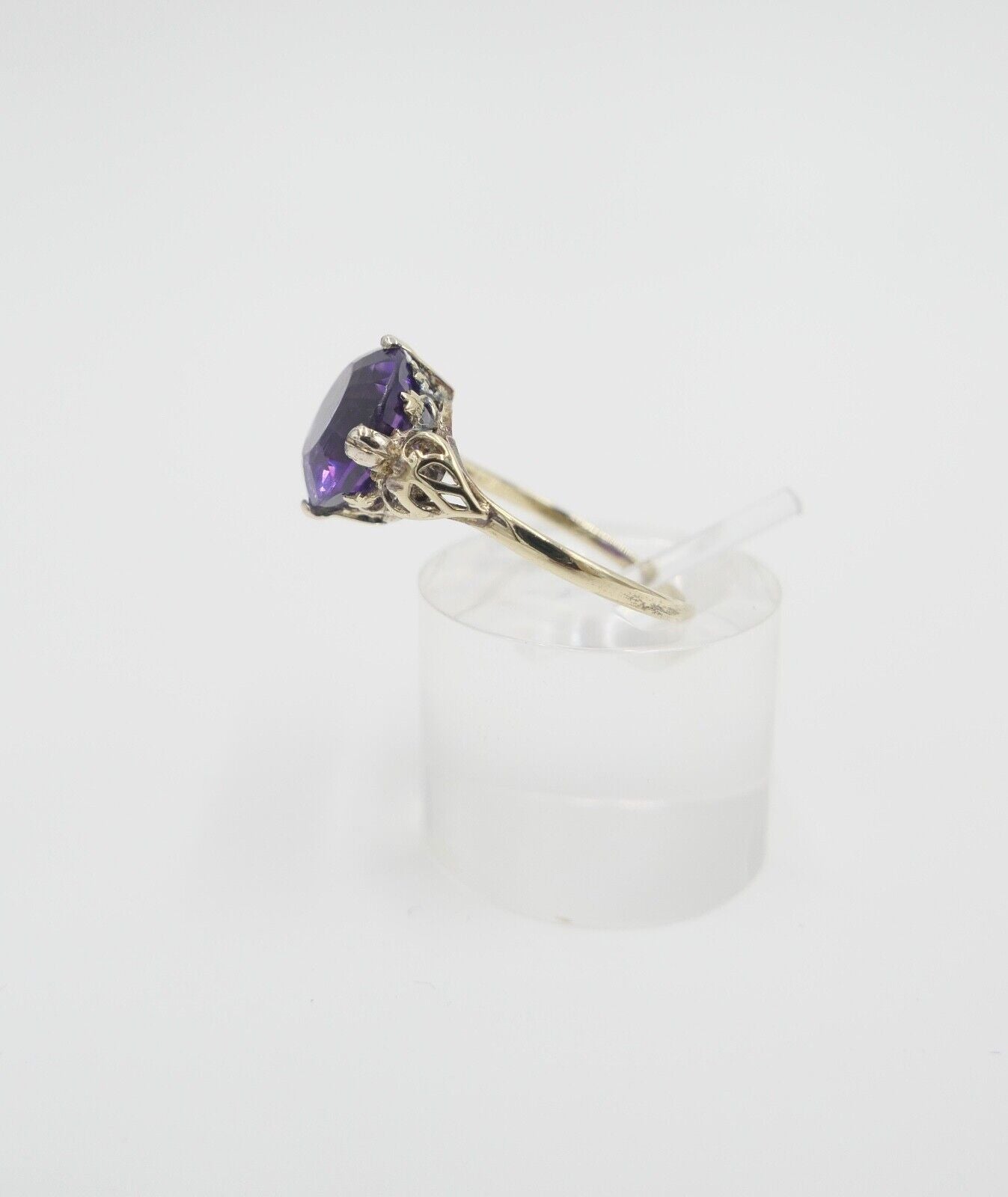 antik um 1900 Damenring mit lila Amethyst Ring 2,87 Gr Gold 585 / 14K Gr. 59