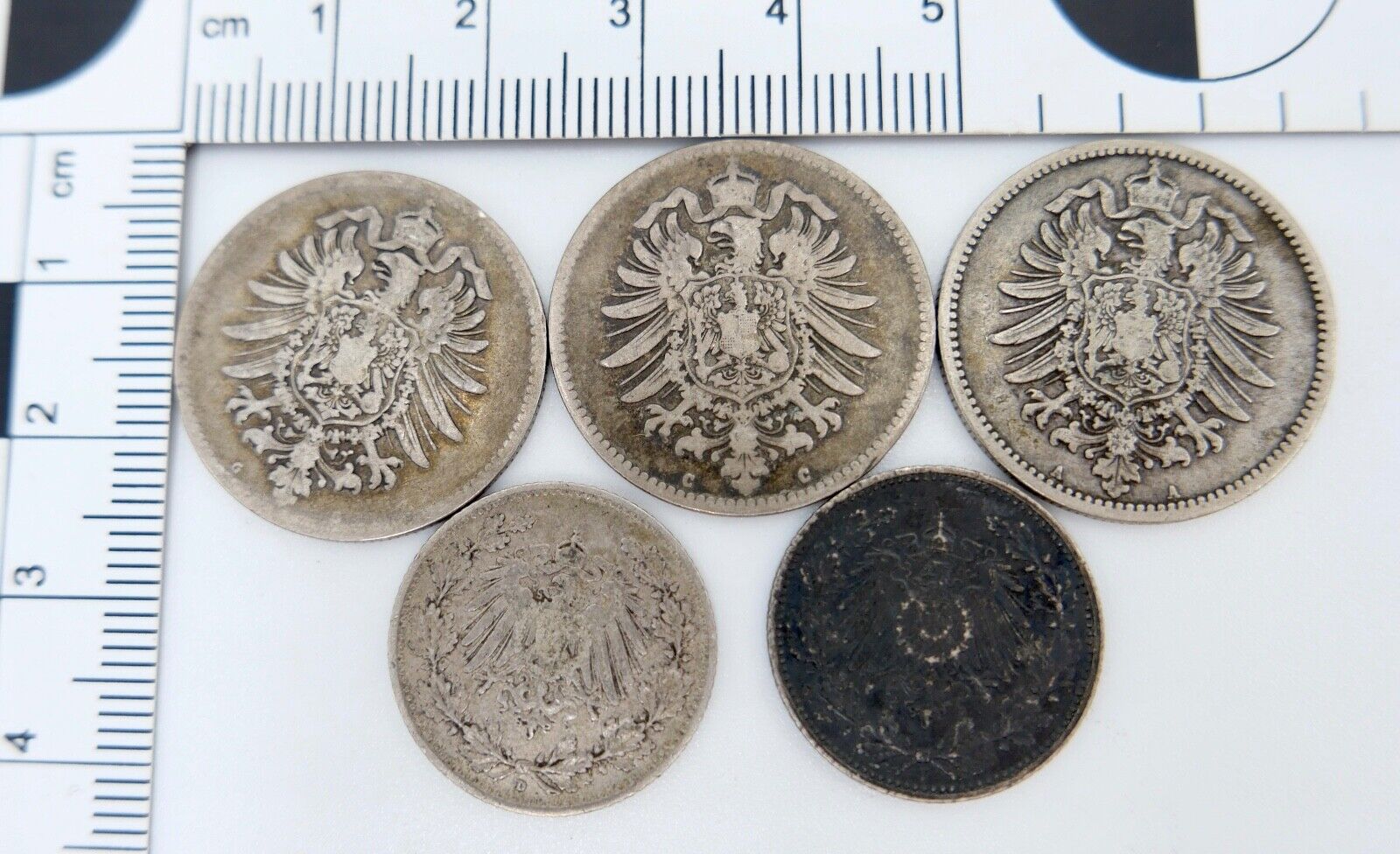 5x 1 & 1/2 Mark 1875 - 1919 Deutsches Reich Coin lot Silber