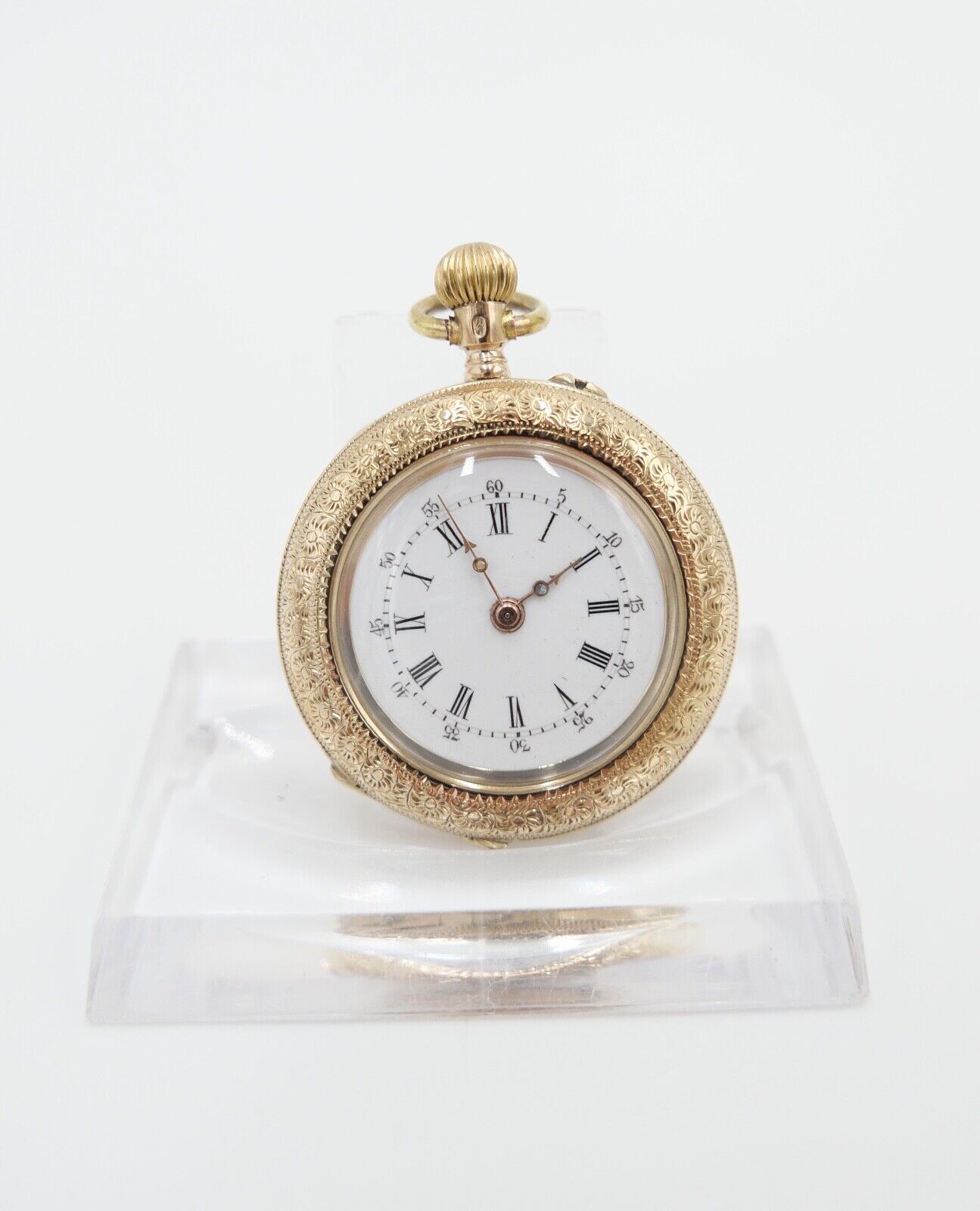 kleine Damen Taschenuhr um 1900 Ø 31mm 585 / 14K GOLD Schweiz Eichhörnchen Punze