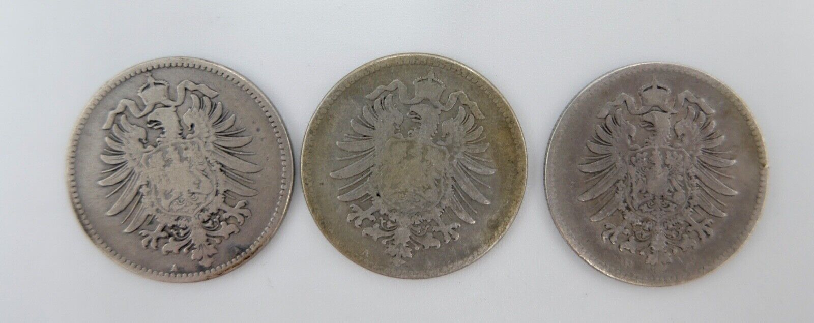 3x 1 Mark Deutsches Reich 1876 A F  Jäger J.9