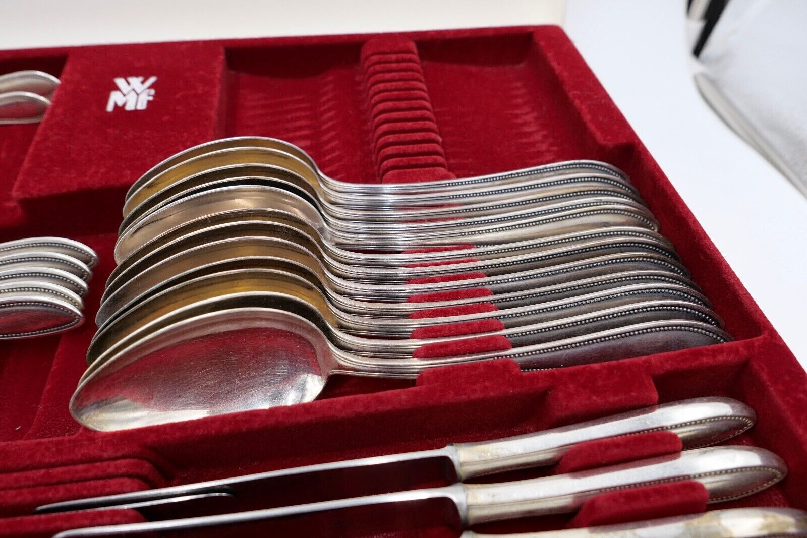 29 tlg. 90er ähnl. WMF 500 Perlrand cutlery Besteck Gabel Löffel Schöpfer Set