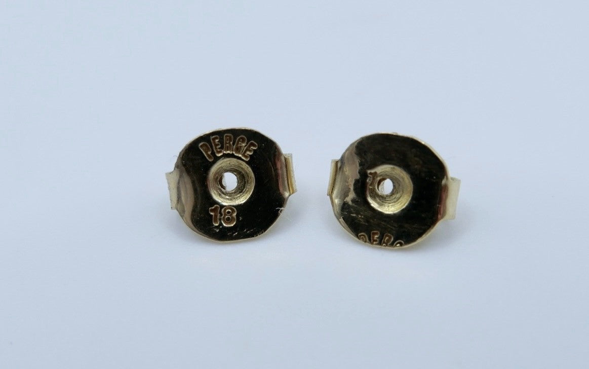 Massive 18k 750 Gold Creolen mit Citrin Ohrringe Gelbgold 1980er
