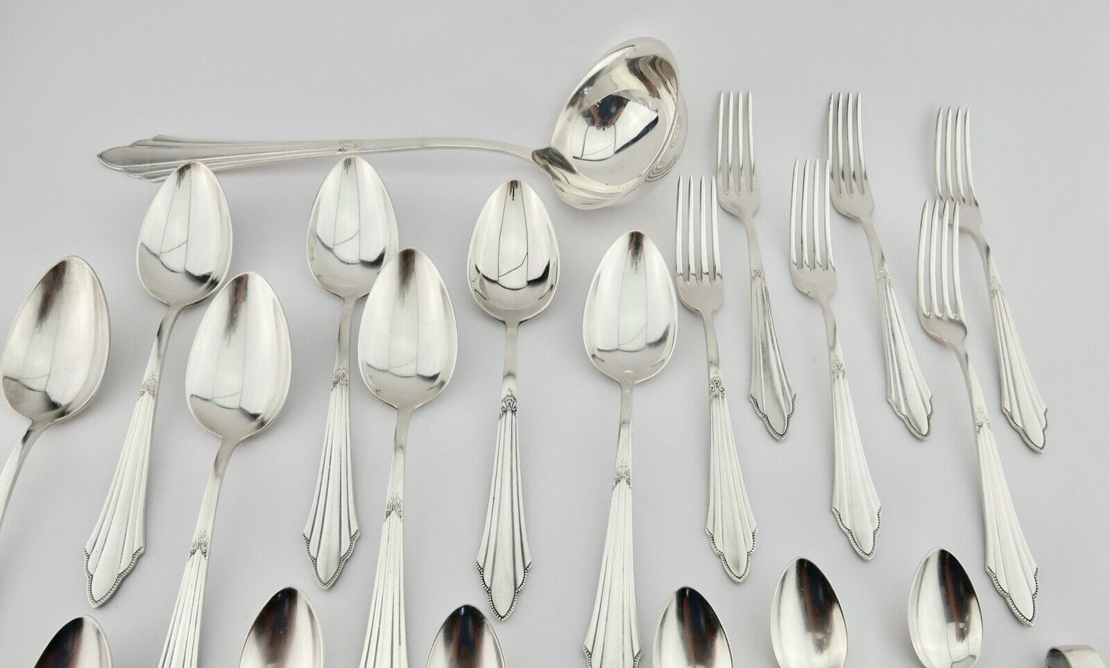 21 Tlg WMF 900 Fächermuster 90er cutlery Besteck Gabel Löffel Schöpfer Zange