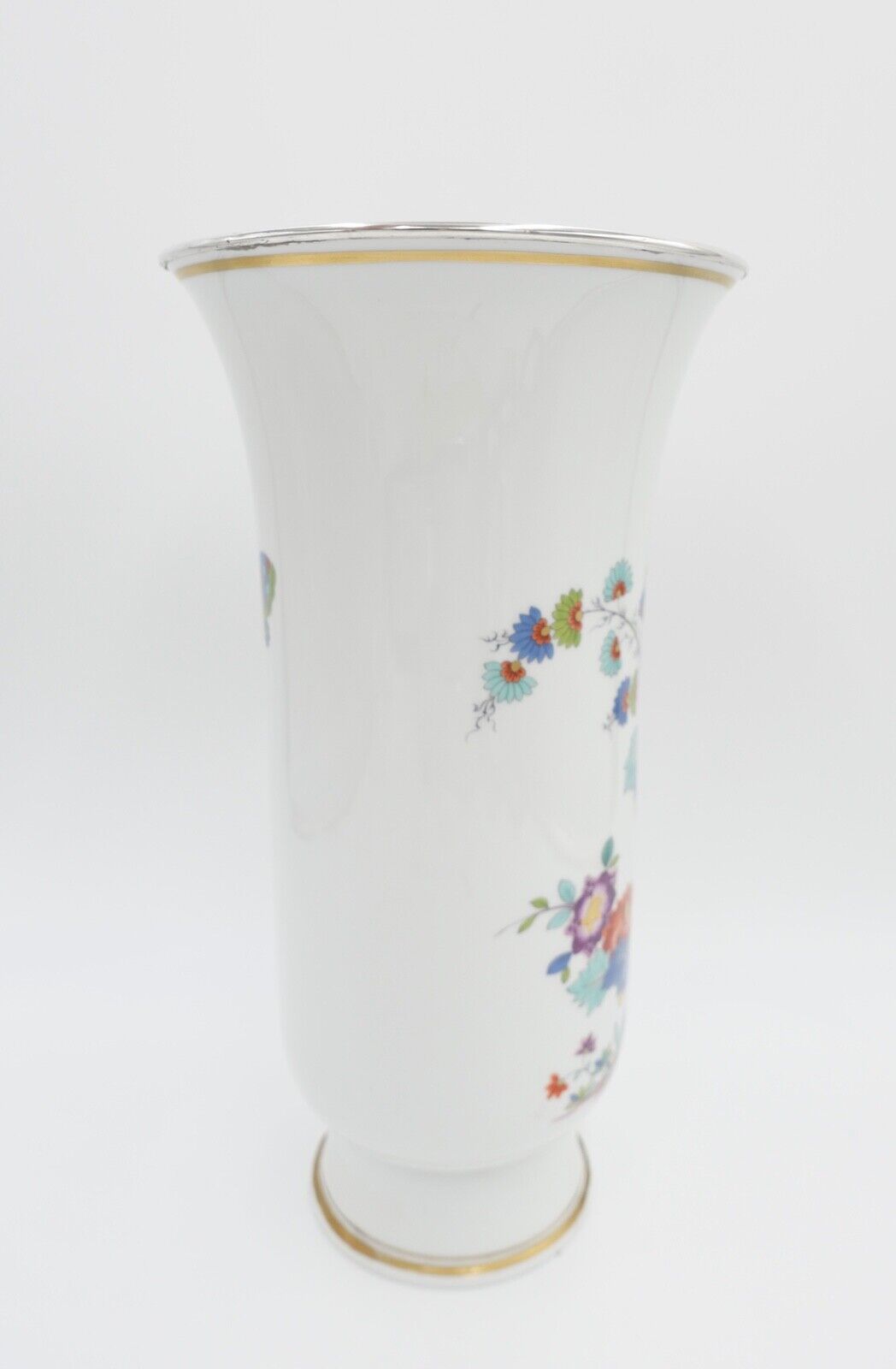 Meissen 1. Wahl L. 262 Unikat Vase 34,5cm hoch indische Blumen mit Silbermontur