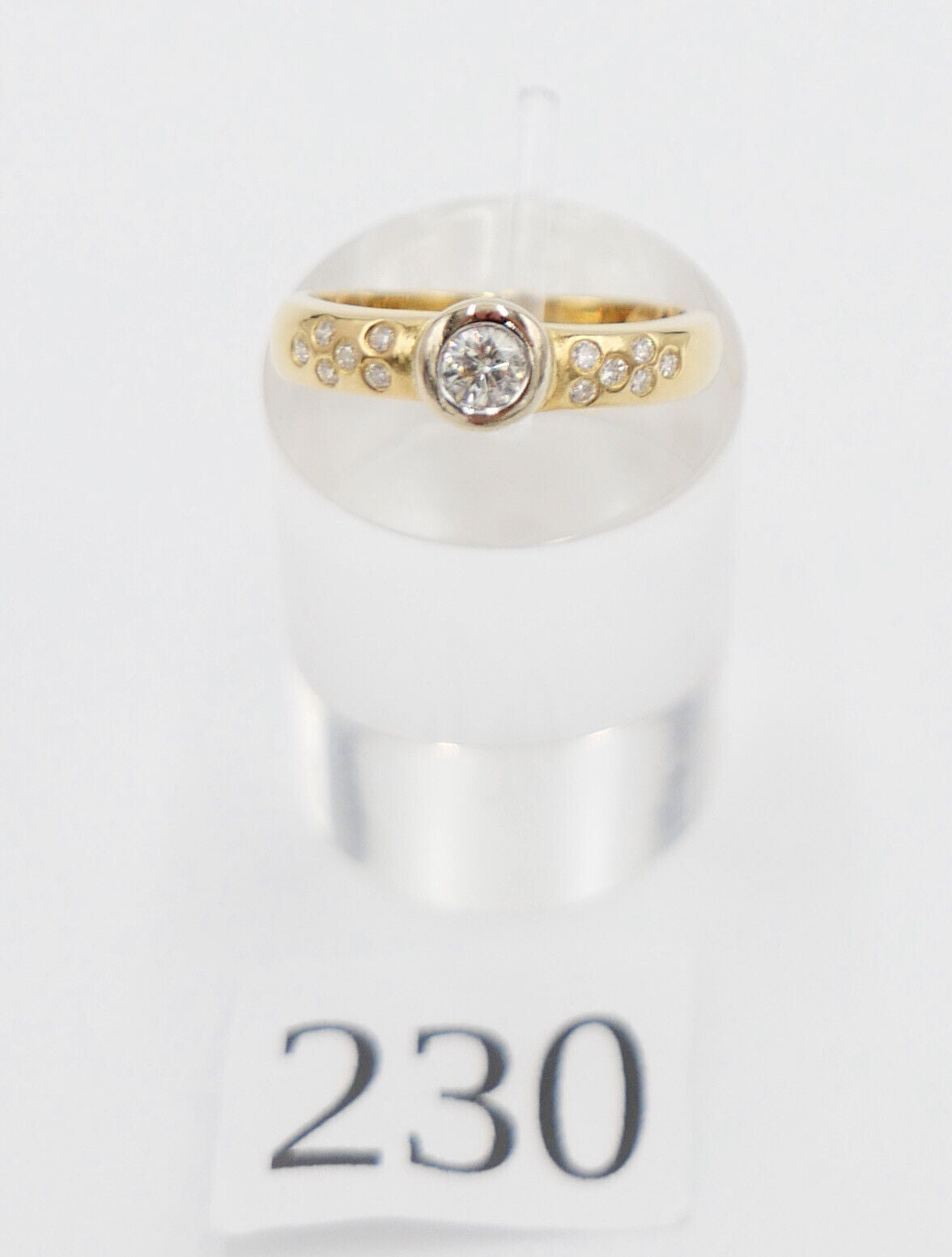 Eleganter Bicolor Gelb/Weiß Gold Ring 0,32 Ct  SI Brillant 750 18K Gr. 53