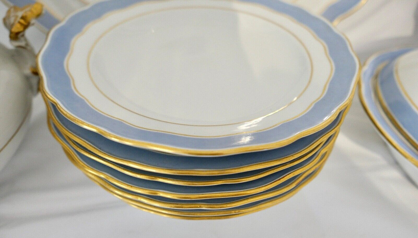 Knaufzeit seltenes Meissen Speiseservice Weiß Blau Gold Putto XXL Platte 1.Wahl