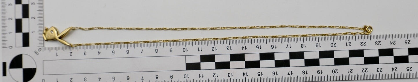 1990er Jahre Damen Playboy Hase Halskette 43cm in 750 18K Gelbgold Diamant