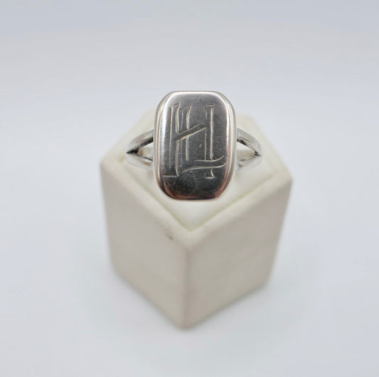 Alter Herren Siegelring 800 Silber Monogramm LH HL Wappenring Gr. 62