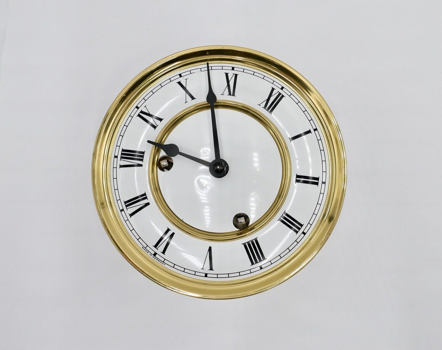 alt Emaille Uhr Ø15cm Hermle 150-01 Uhrwerk Schlagwerk Uhrmacherauflösung defekt