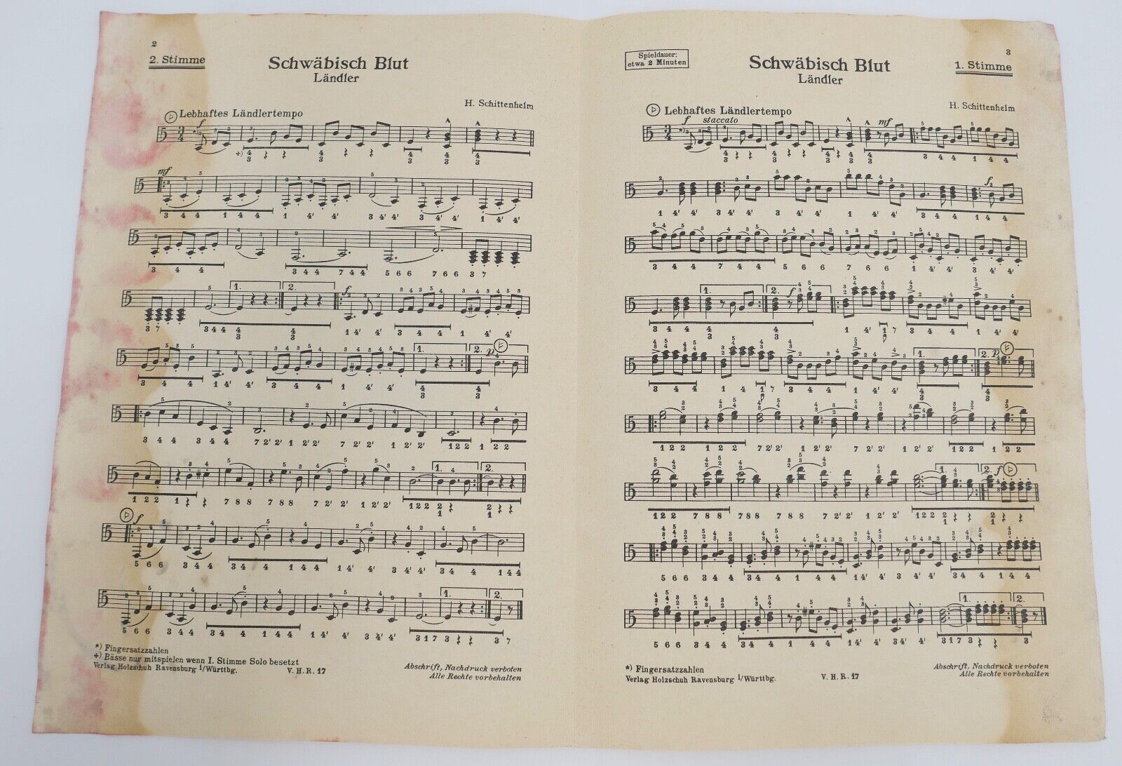 Alte Notenhefte Musikverlag Alfons Holzschuh Ravensburg & Hans Sikorski Hamburg