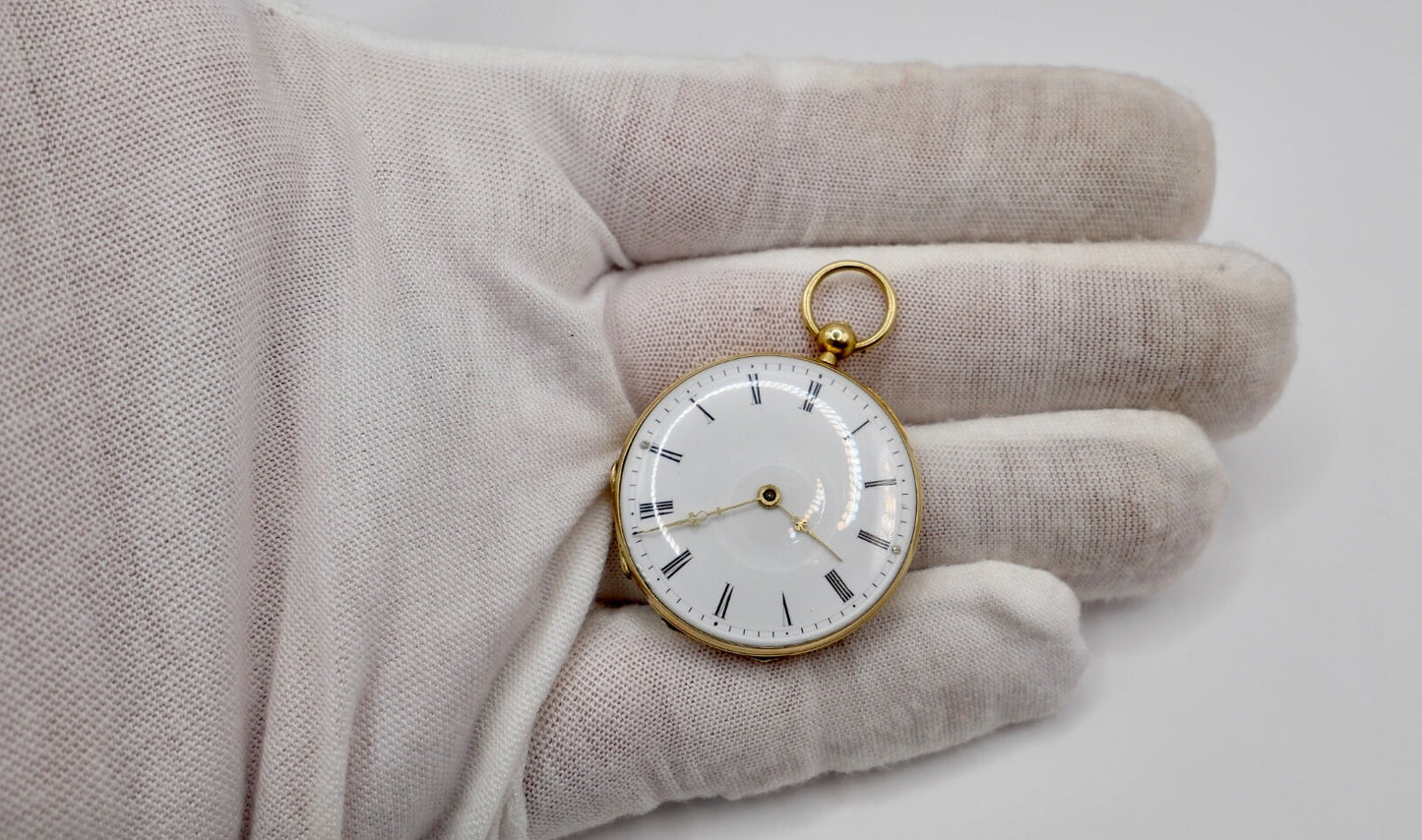 Antike Damen Taschenuhr 750 18K Gold Martin Marchinoille Schlüsselaufzug Geneve