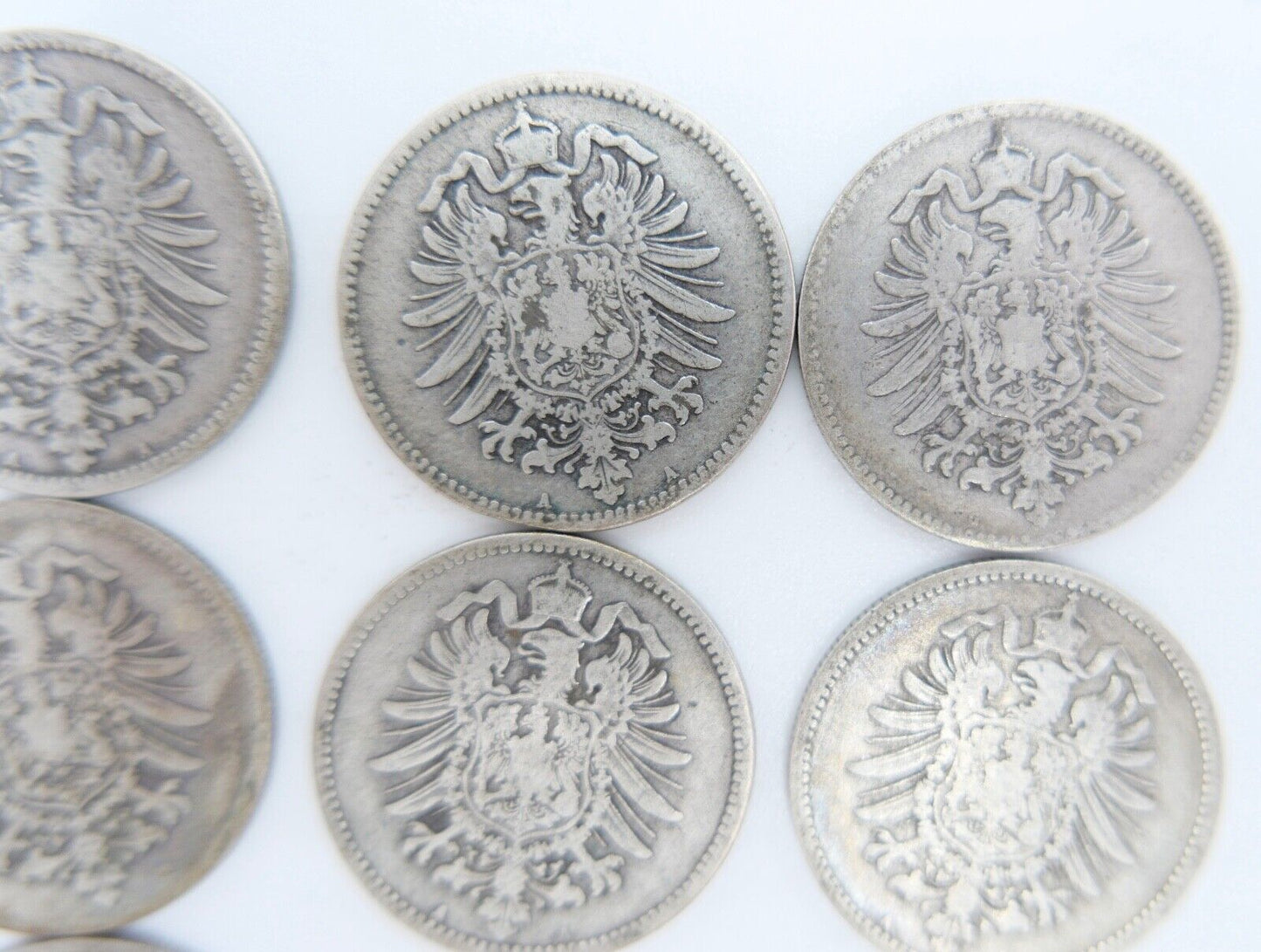 12x 1 Mark Deutsches Reich 1874 - 1880A B G Jäger J.9 Silber in SS