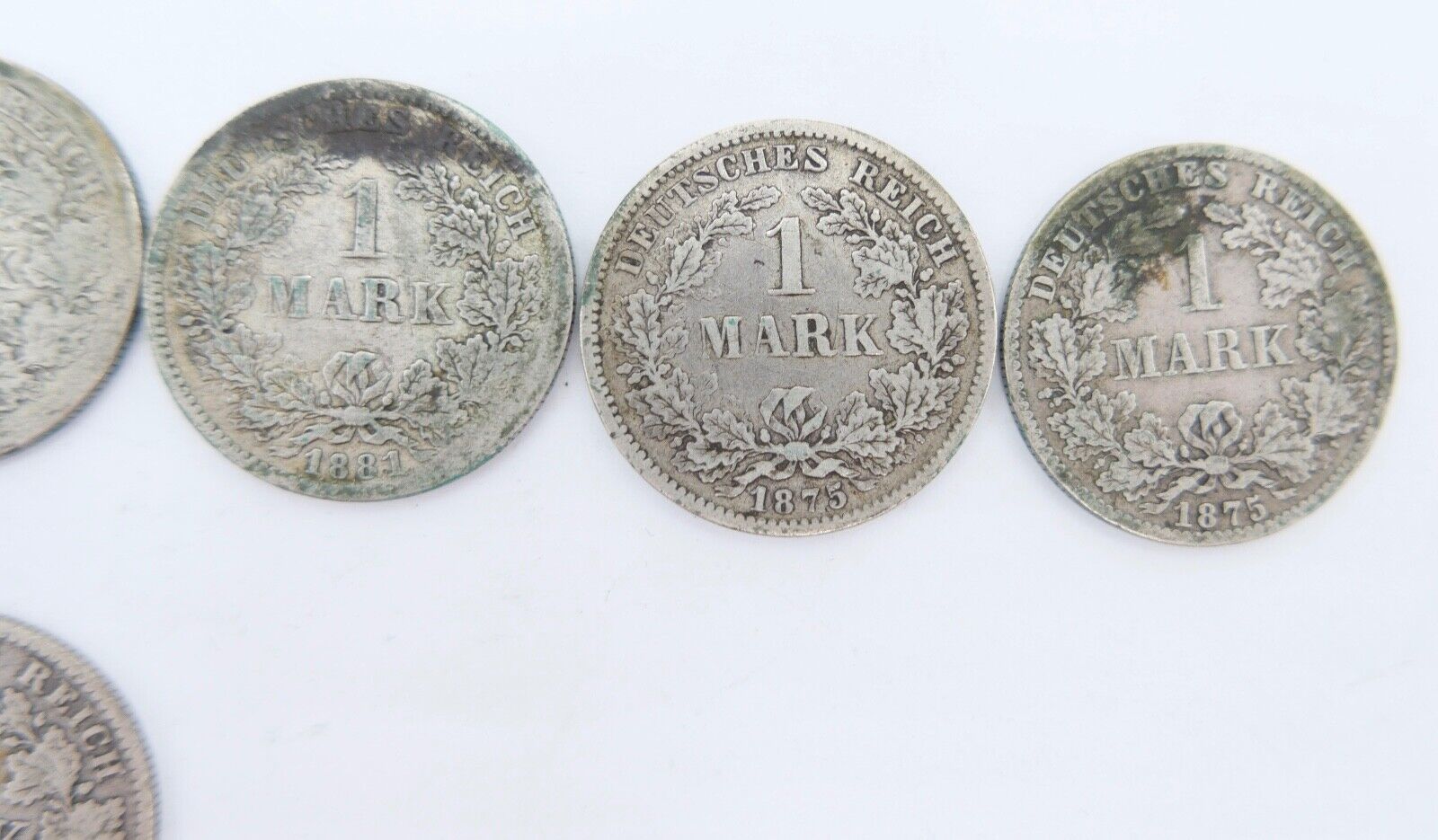 7x 1 Mark Deutsches Reich 1874 - 1881 Jäger J.9 ss-vz Silber