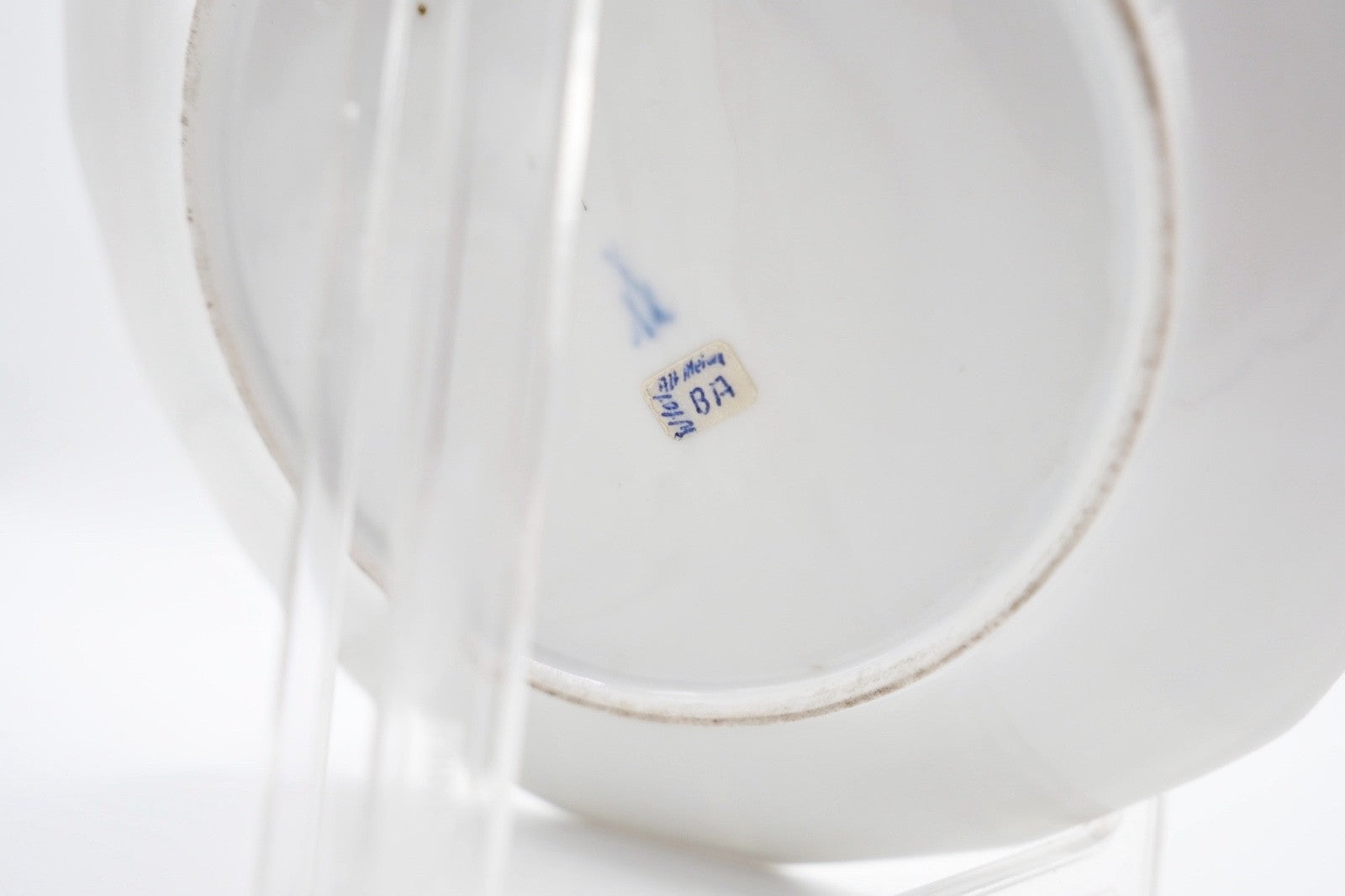 Antiker Meissen Teller 19 cm Weiß Goldrelief Schuppenmuster