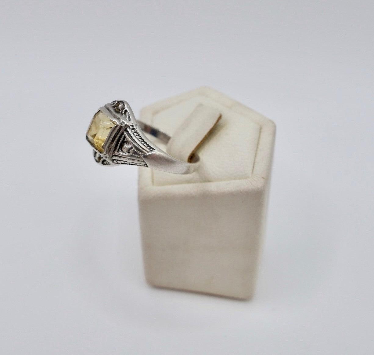 Alter Art Déco Ring 835 Silber mit Glasstein & Markasiten Größe 55 56 Damenring