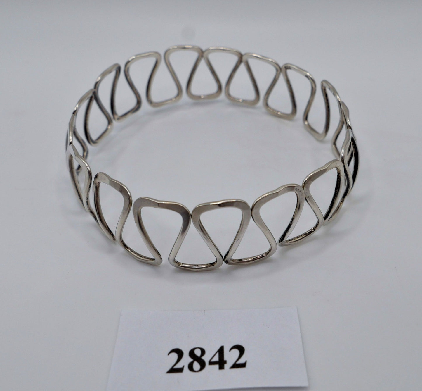 1960er Vintage feiner formbarer Armreif Silber 835 Wellen Muster E/P Armband