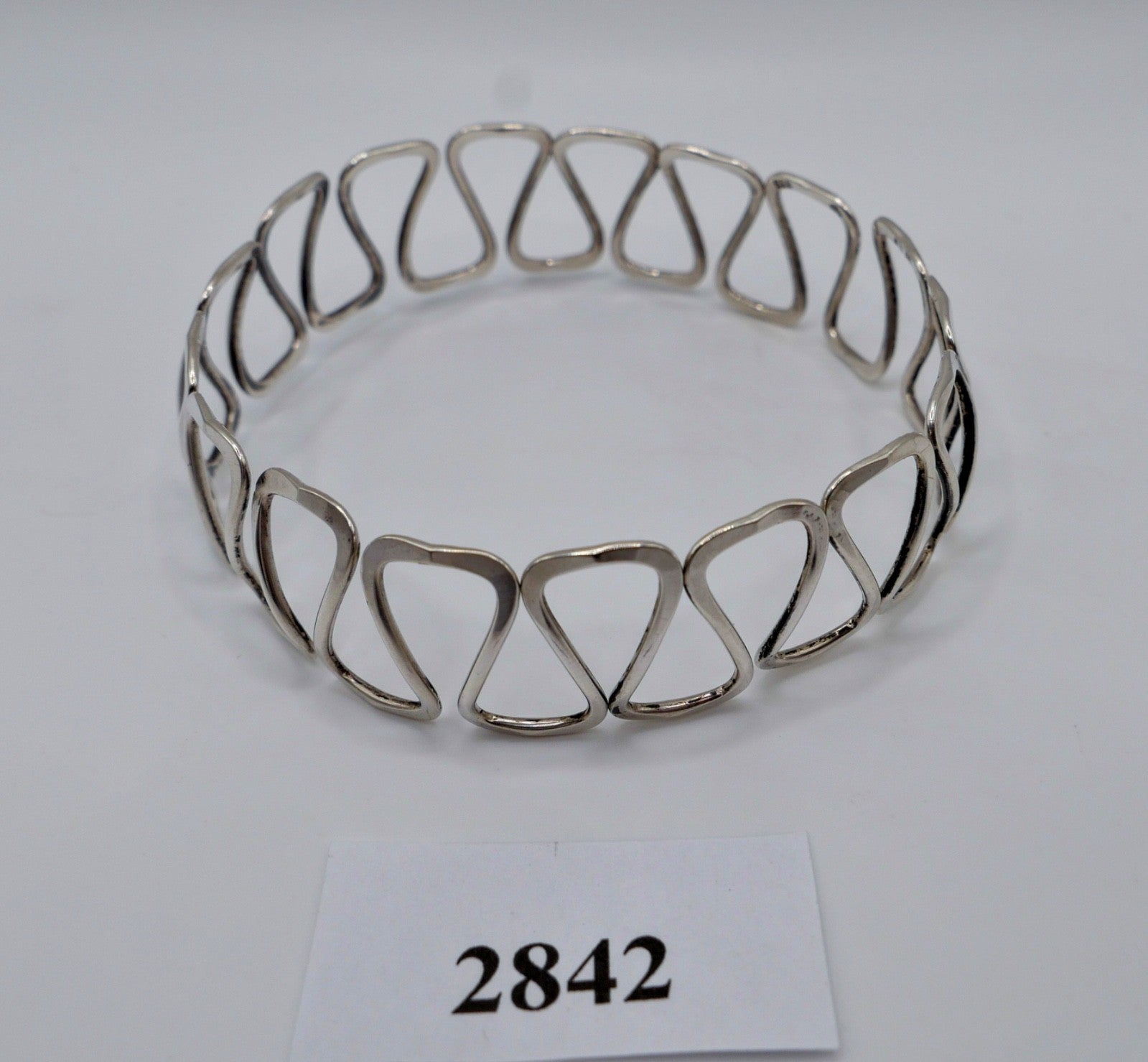 1960er Vintage feiner formbarer Armreif Silber 835 Wellen Muster E/P Armband