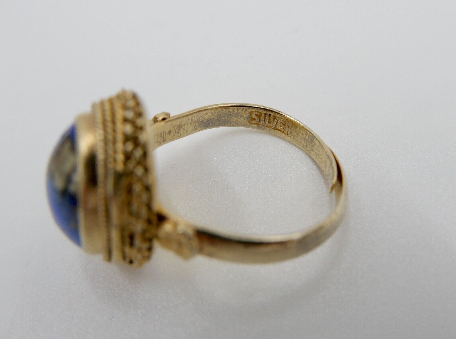 Lapislazuli Lapis Lazuli Ring Silber vergoldet 1960er Jahre China