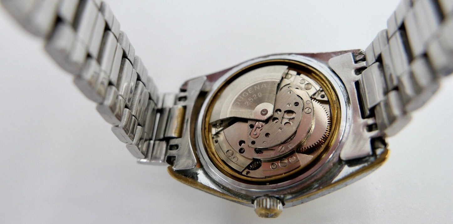 DUGENA 1970er Automatic Kal. PUW 1661S  2529 Stahl Gold Armbanduhr Datum