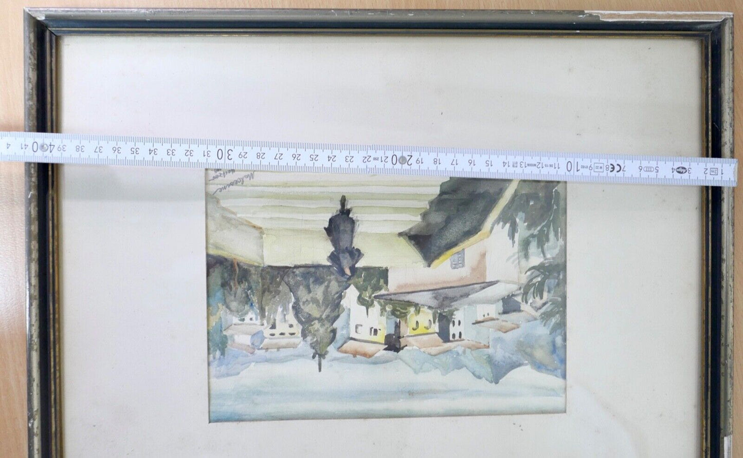 1940 Else Hertzer Aquarell signiert  Malcesine Gardasee Frau Treppe 42x32 cm