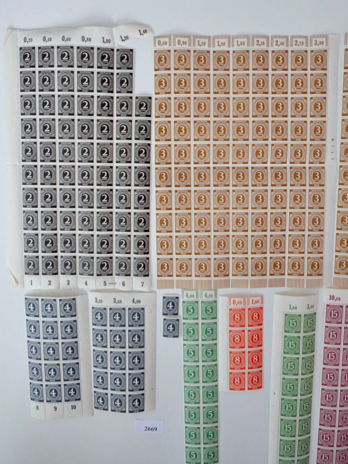 Konvolut Deutsche Post Ziffernserie 1946 1947 Bögen Einheiten Postfrisch Bogen